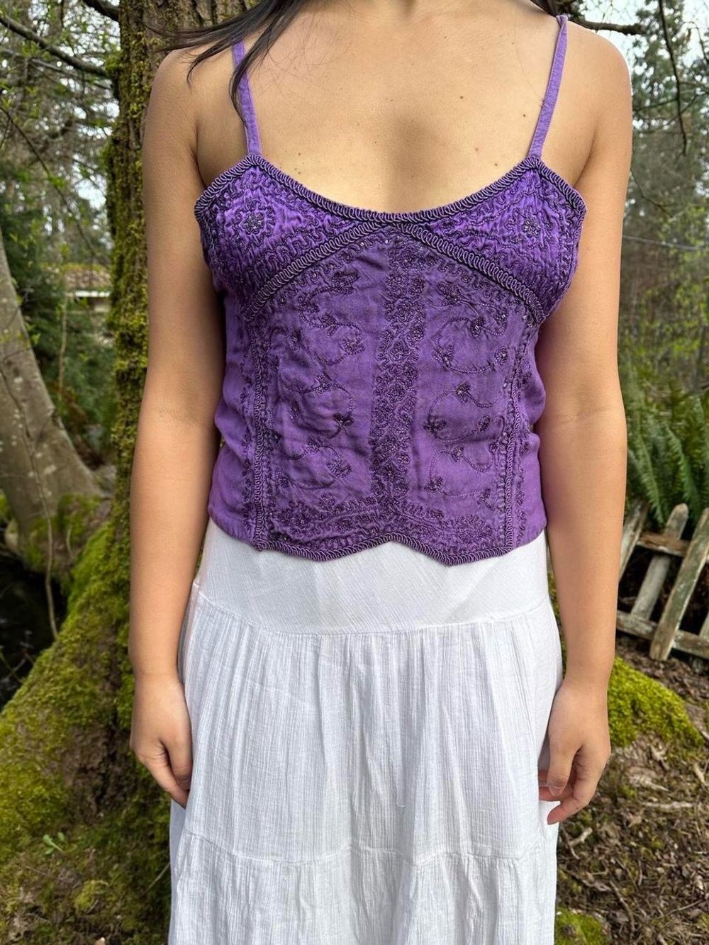 Embroidered Purple Cropped Cami Woman’s L